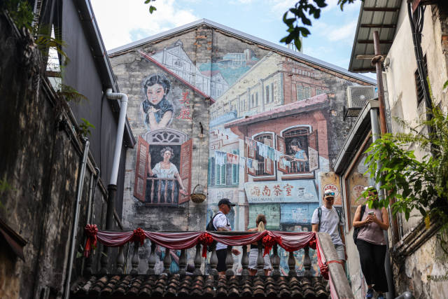 吉隆坡鬼仔巷南洋岁月壁画。